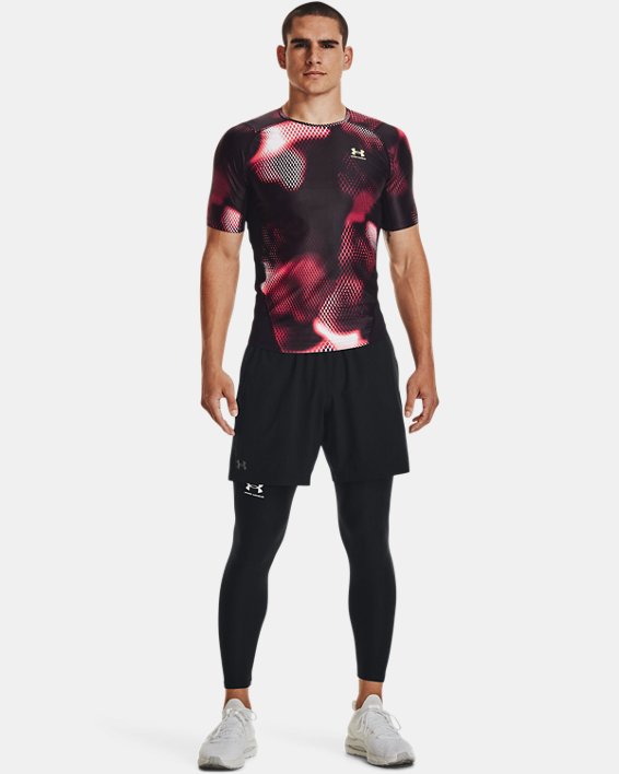 Men's UA Iso-Chill Compression Printed Short Sleeve in Black image number 2